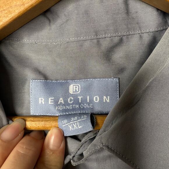 Kenneth Cole Reaction Shirt Men's 2XL Gray Long Sleeve Dress Button Up - Picture 3 of 7